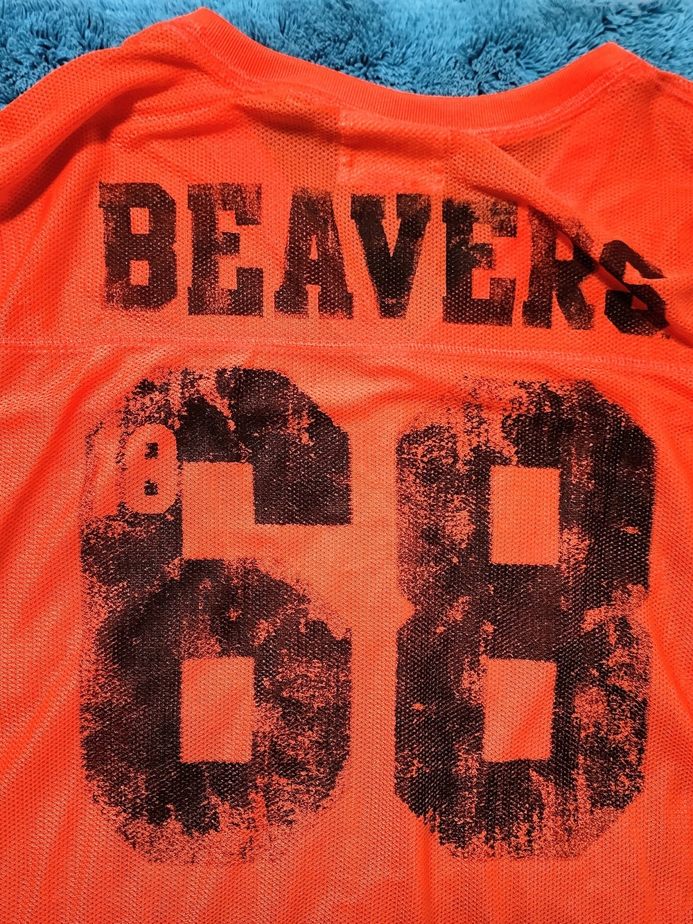 Victoria's Secret PINK Orange Mesh Collegiate Top with Pink Label